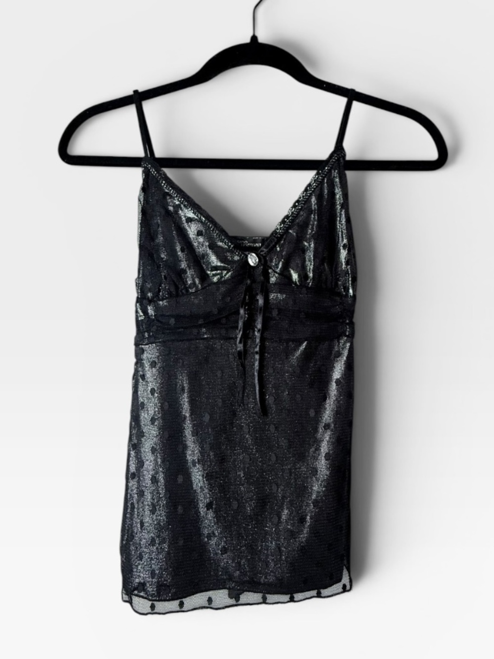 Jane Norman Vintage Black Lace‎ Babydoll Camisole Size 12 Tank Top (Q)